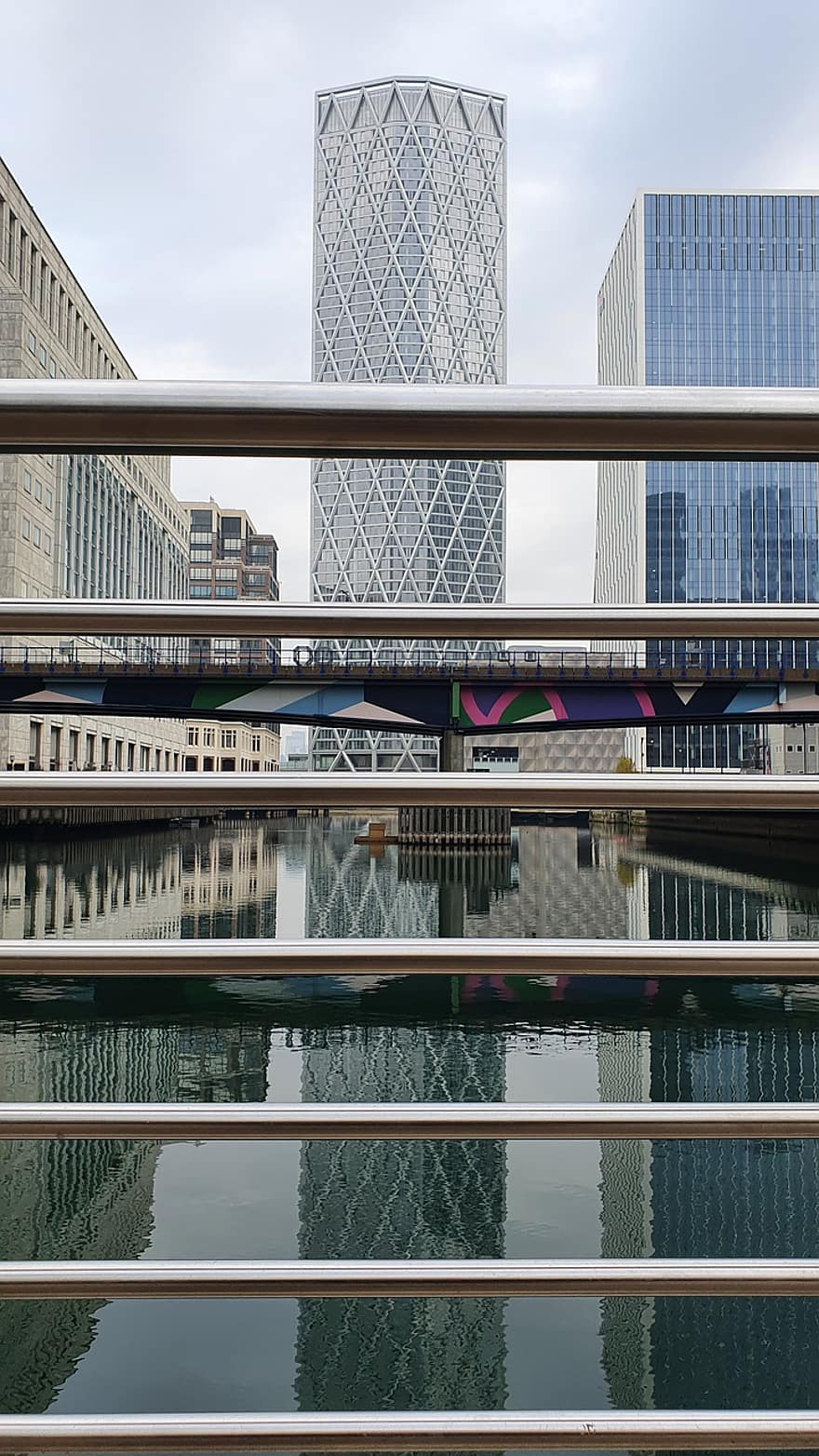 kanal, flod, bygninger, refleksioner, by-, Docklands, modernisme, kanariske kaj, arkitektur