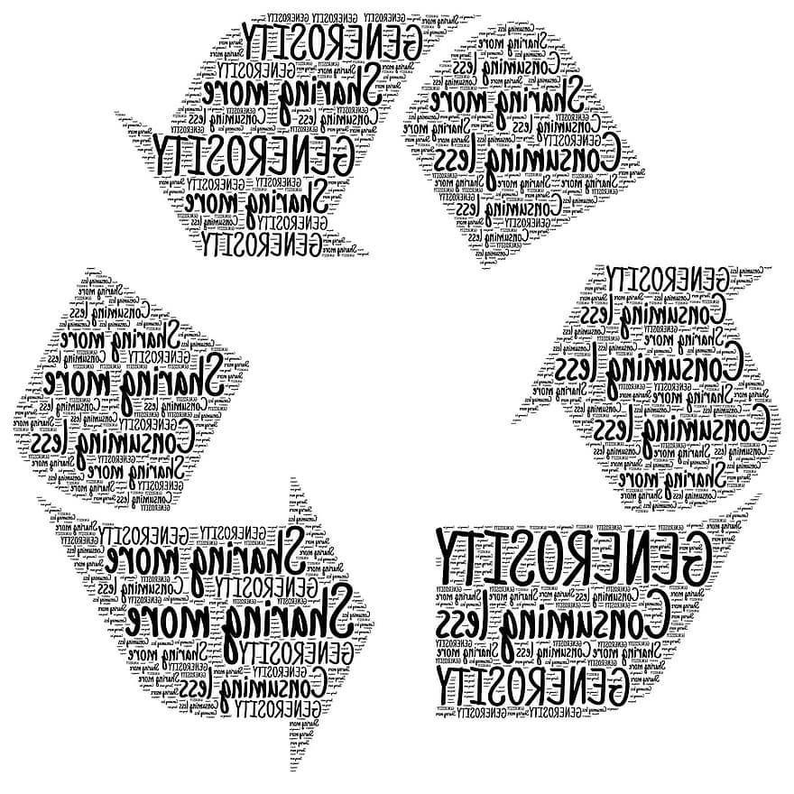 återvinning, generositet, konsumtion, delning, bevarande, utbyta, återvinna, förbindelse, relation, gemenskap, lagarbete