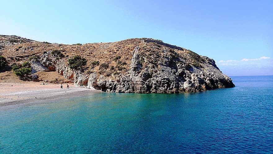 klippen, golven, zee, kust, Kreta, Griekenland, middellandse Zee, natuur