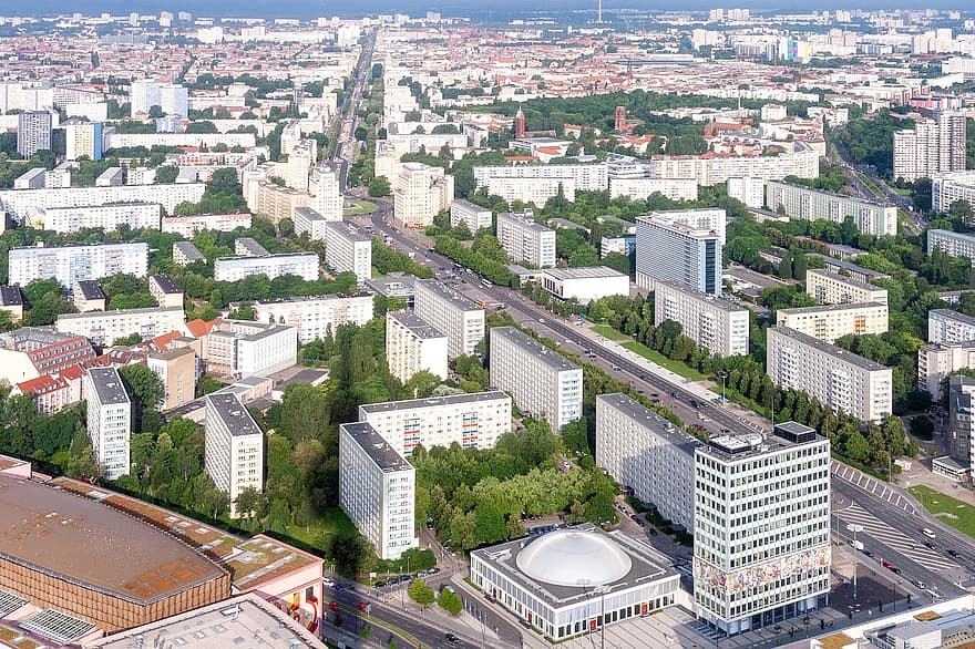 berlin, Tyskland, stadsbild, stad, flygperspektiv, urban, byggnader