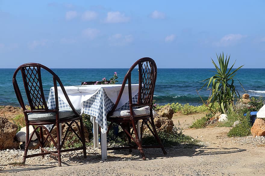 Grecia, Creta, playa, mesa