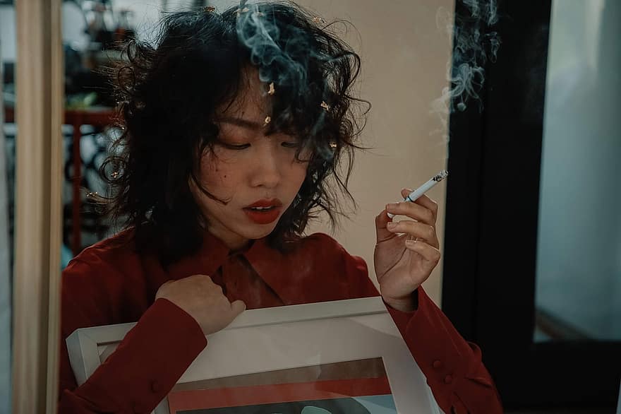 wanita, keindahan, merokok, gadis, Asia
