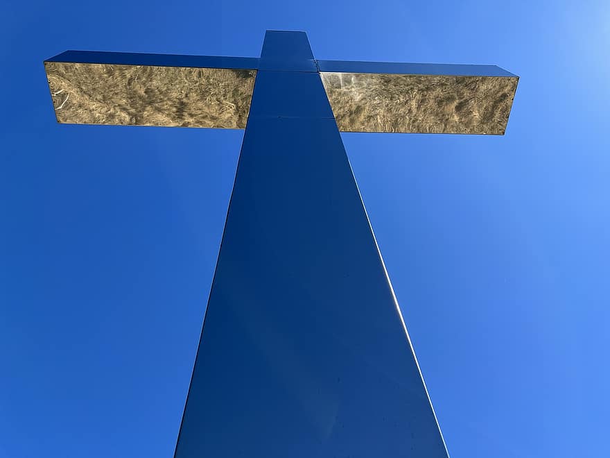 cruz cumbre, cruzar, cumbre, pico, azul, cristianismo, símbolo, firmar, dirección, religión, antecedentes