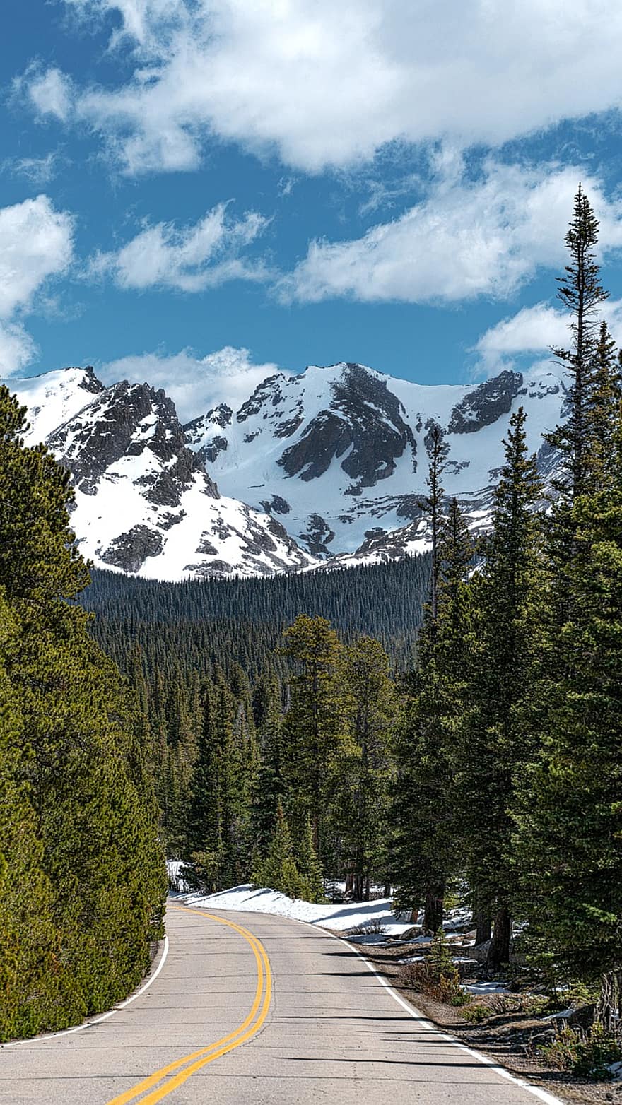 montañas, gorras de nieve, primavera, Colorado, naturaleza, paisaje, cielo, nubes, viaje, pico, escénico