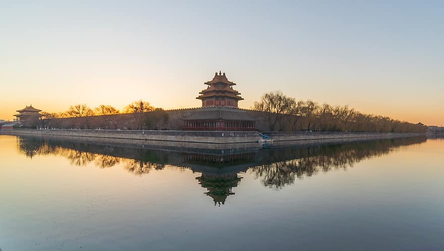 北京、古代の建物、砲塔、禁じられた都市