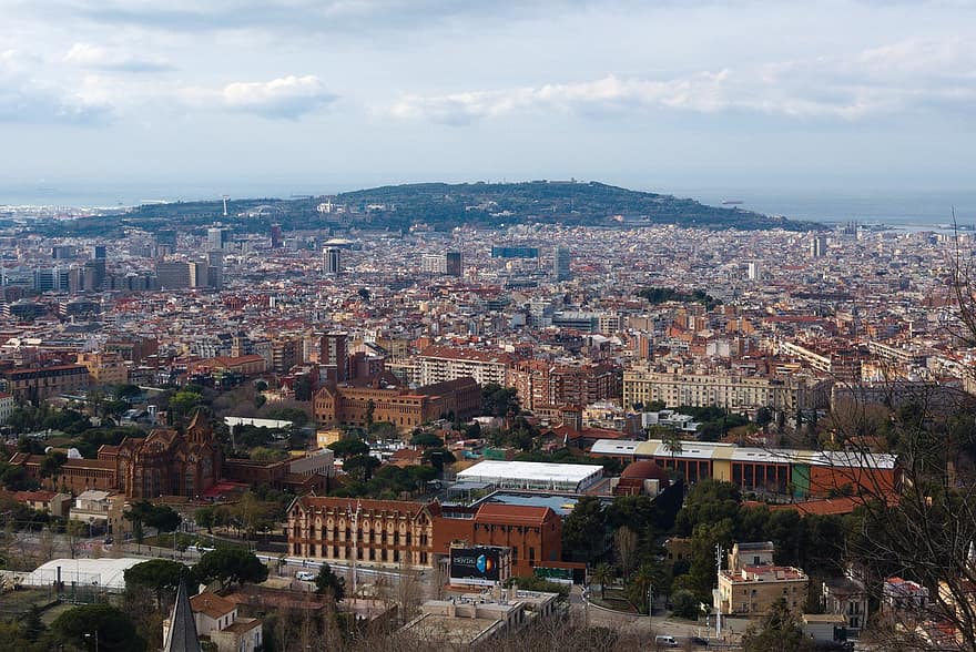 město, cestovat, cestovní ruch, budov, v centru města, scenérie, barcelona, Colserolla, panoráma města, letecký pohled, architektura