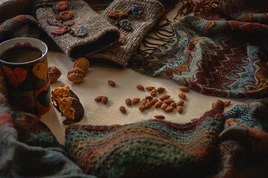 Nuts, Almonds, Snack, Autumn, Warmth, Cozy, Comfort