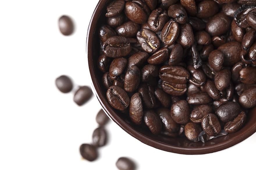 kaffebönor, rostad, kaffe, kopp, bönor, frön, koffein, Kafé, mat, dryck, svart kaffe