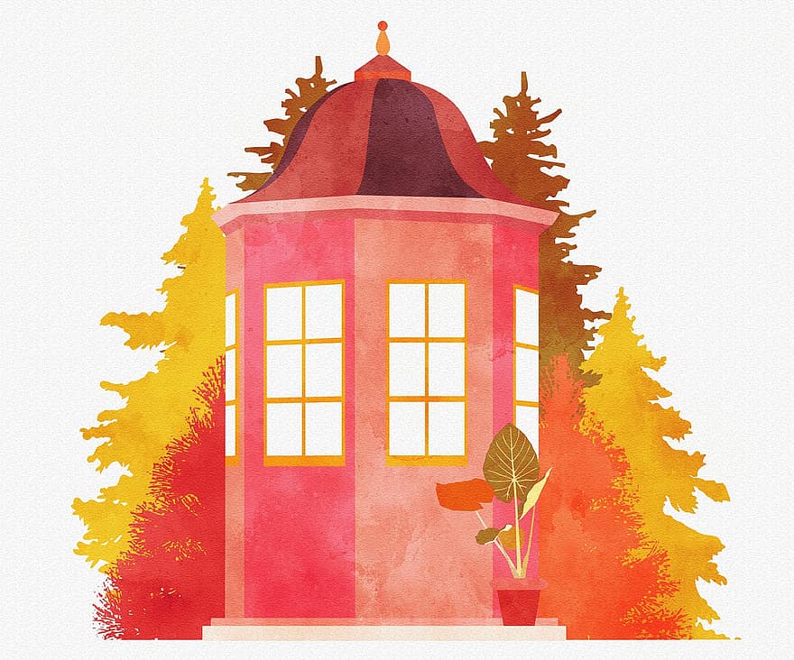 будинок, котедж, падіння, осінь, фермерський будинок, архітектура, село, дерева, природи