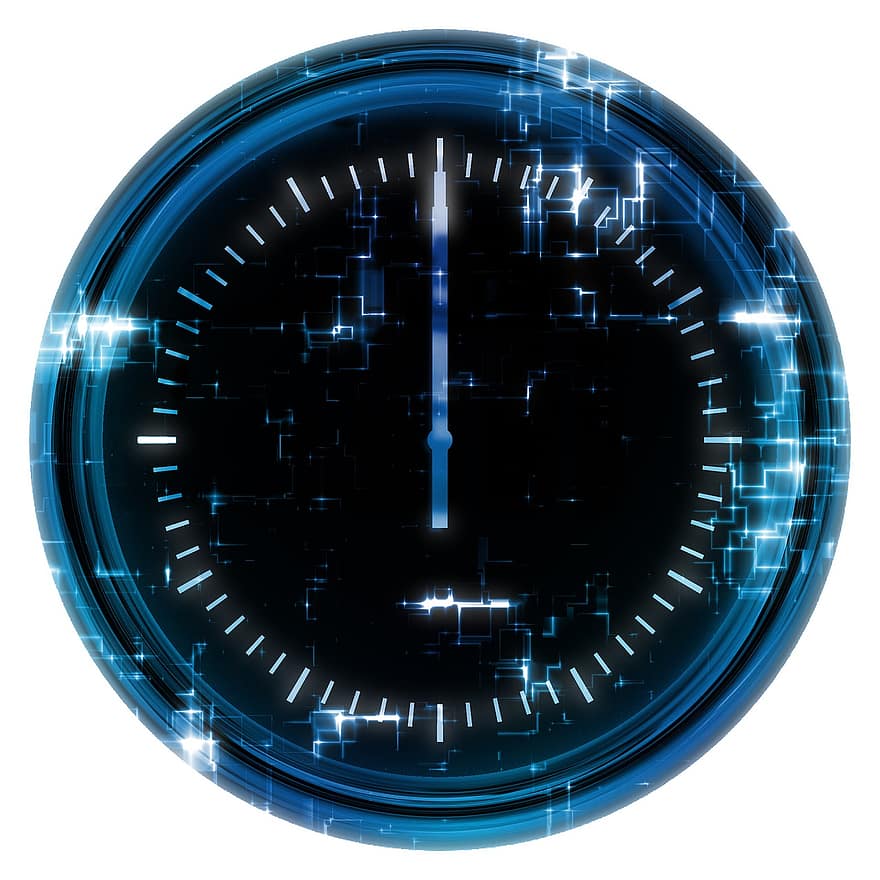 Time, Techno, Futuristic, Clock, Technology, Blue Time