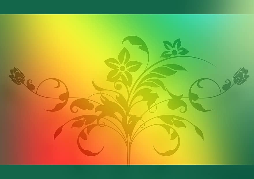 astratto, sfondo, kringel, le foglie, floreale, colorato, corso, verde, bandiera