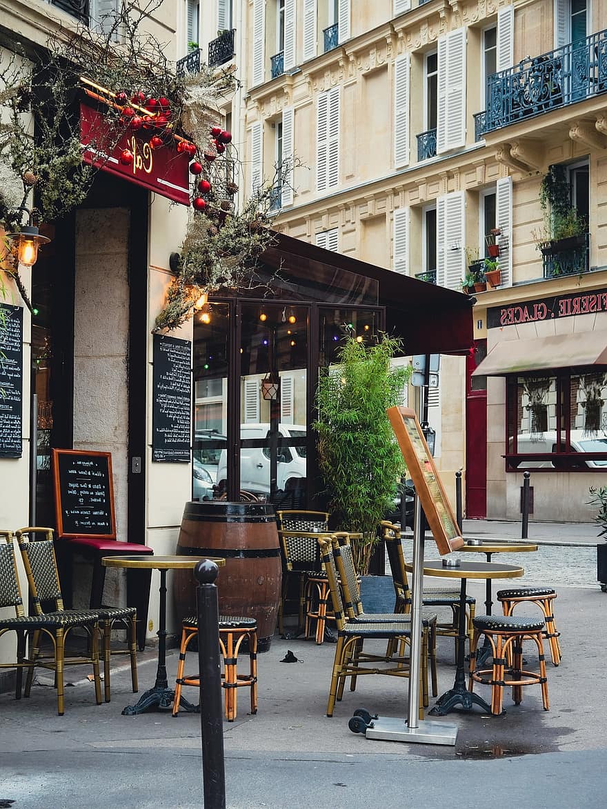 Parijs, Frankrijk, cafe, stad, architectuur, straat, Europa, stedelijk, stadsgezicht