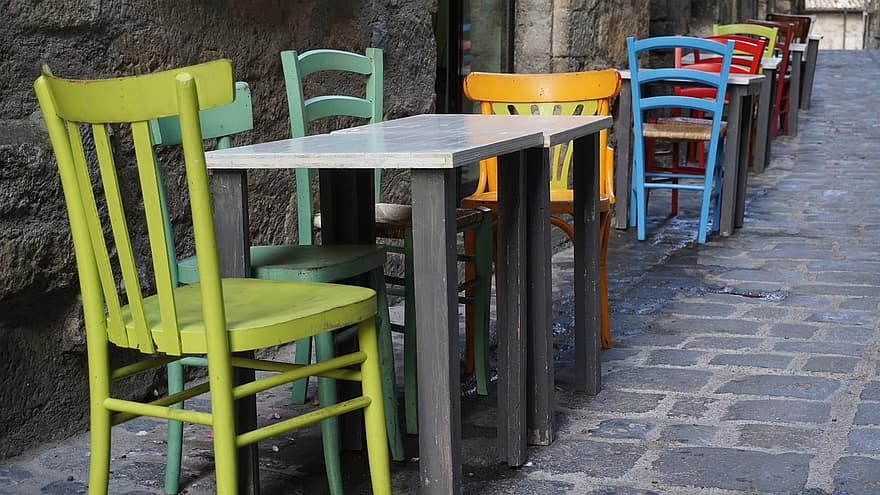 café al aire libre, callejón, toscana, Italia