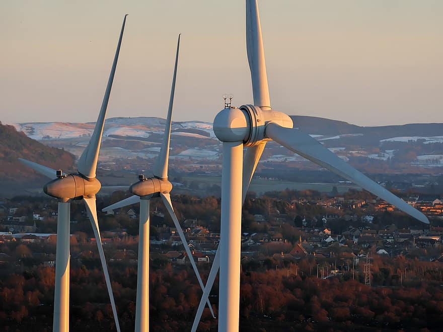 vėjo malūnai, energijos, galia, vėjo jėgainių parkas, Škotija, britų, uk, industrija, Žalioji energija