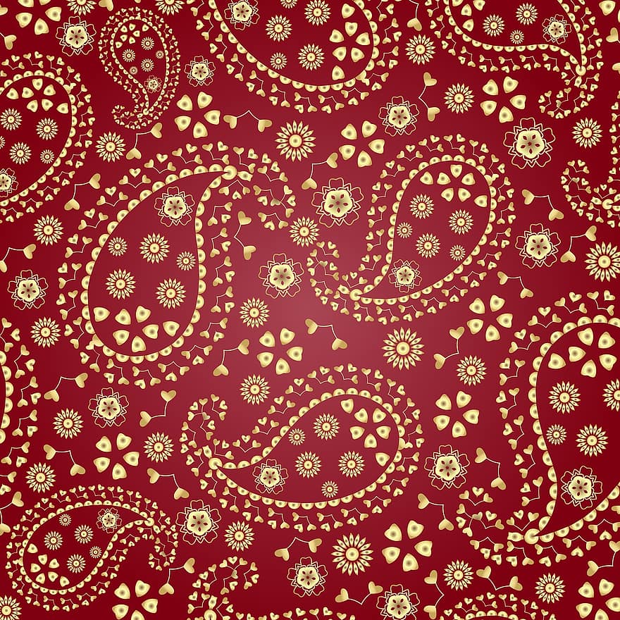 Paisley-Hintergrund, rot, Bandana, Decke, Weste, Cowgirl, Design, Stil, Hut, Paisley, Landschaft