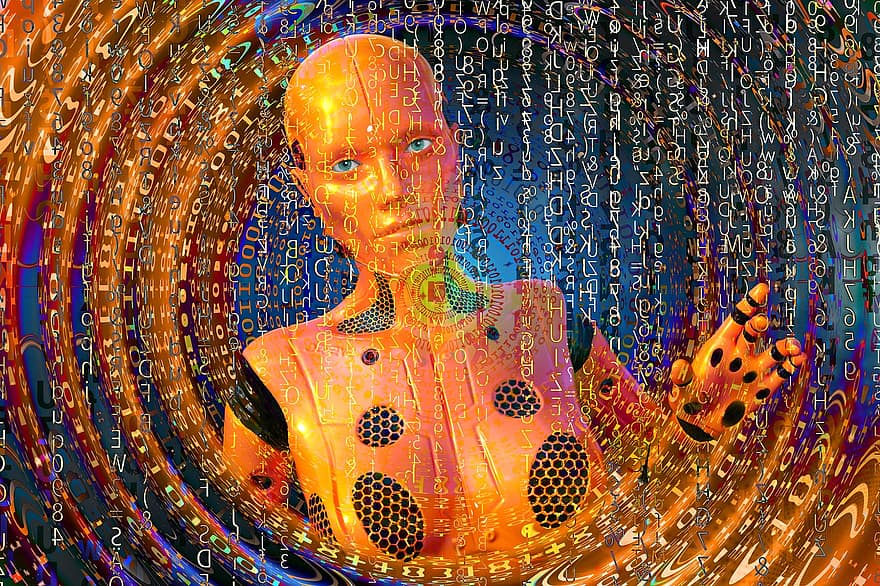 android, intelligentie-, kunstmatige intelligentie, Science fiction, Matrix, technologie, gegevens, digitaal, netwerk, code, computer