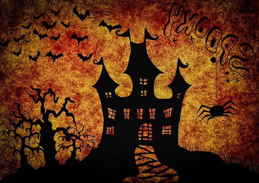 Halloween, strano, surreale, atmosfera, raccapricciante, ragno, silhouette