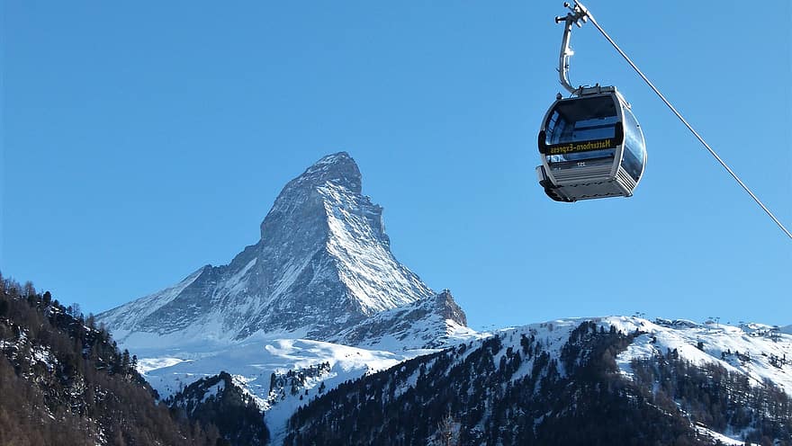 luonto, talvi-, köysirata, Sveitsi, Matterhorn, vuoret, lumi, kausi, vuori, vuorenhuippu, Extreme-urheilu