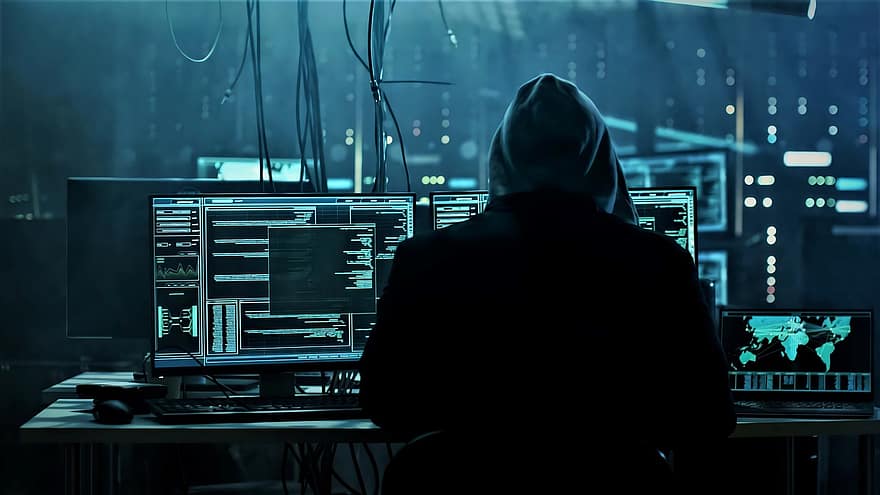 hacker, cyber, ulovlig, teknologi