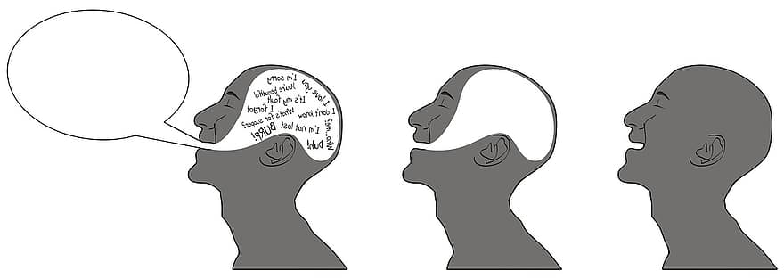 logos, cerveau, intelligent, pensée, profil, parler, tête, mâle, stupide, idée, amour