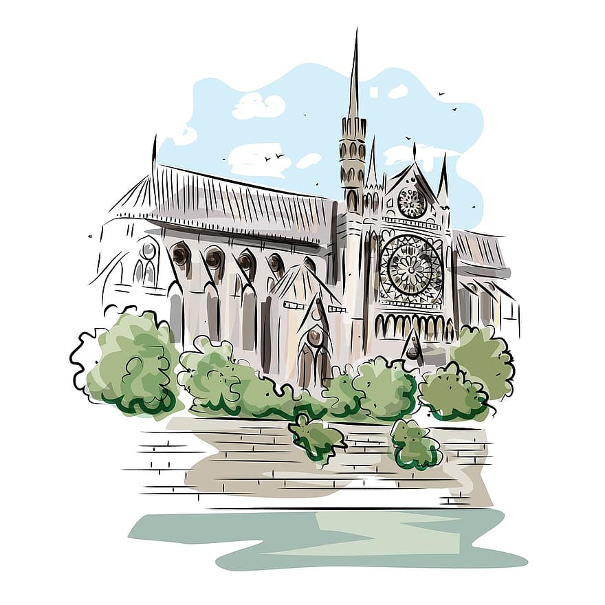 Notre Dame in Parijs, kathedraal, monument, architectuur, kerk, oud, geschiedenis, de façade van de, historisch, Frankrijk, Parijs