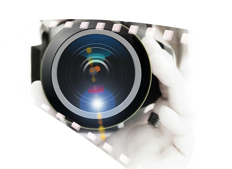 kamera, ranka, objektyvas, Fotografas, nuotrauka, skaitmeninis, technologijos, įrašymas, Moteris, filmas, filmų juostos