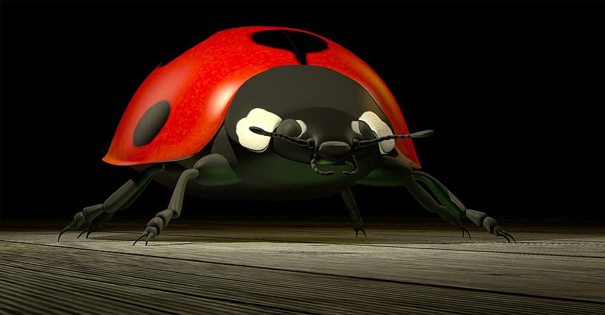 mariehøne, bille, lykkeamulet, natur, insekt, 3d, rendering, okklusion, raydiosity, animation, grafisk