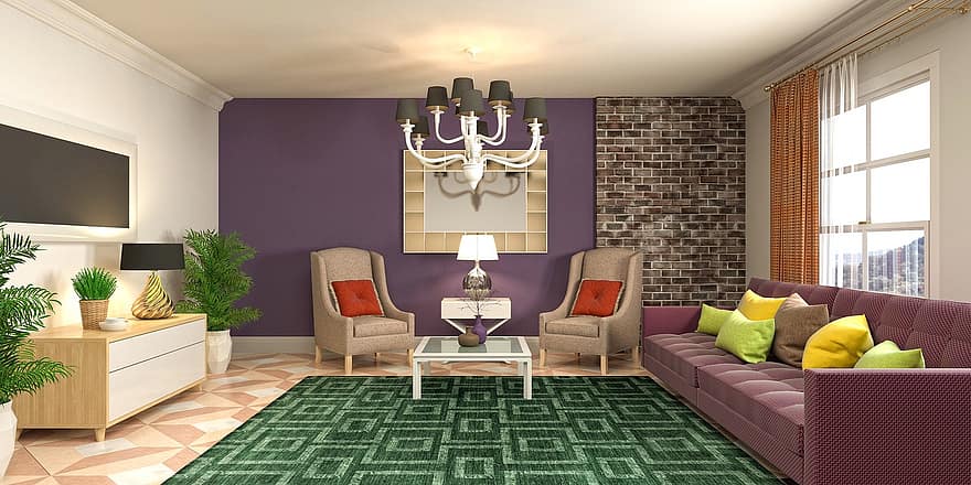 obývací pokoj, Vzhled interiéru, 3d vykreslení, 3D vykreslování, výzdoba, dekorace, nábytek, byt, Domov, Dům, stylový