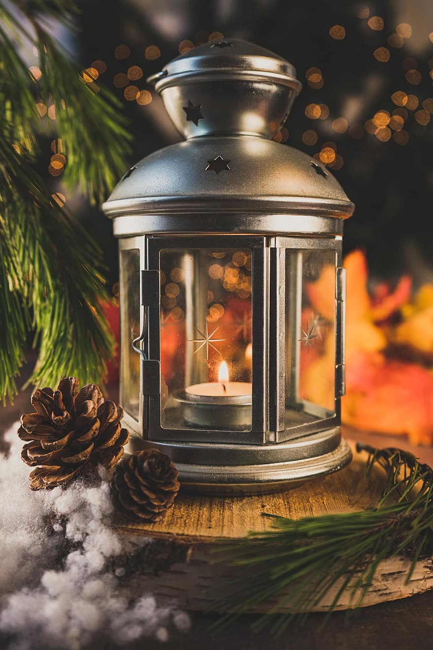 žvakė, šviesa, Kalėdos, žiemą, sezoną, ruduo, fonas