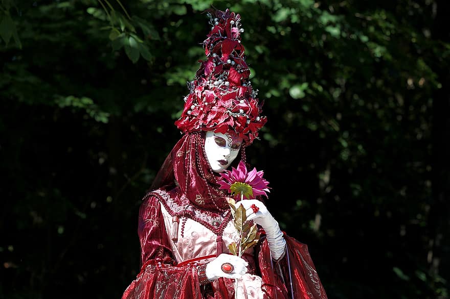 Karneval, Karneval in Venedig, Kostüm, Maskerade, Festival, venezianische Maske, geheimnisvoll, Kulturen, Frau, traditionelle Kleidung, Kleid