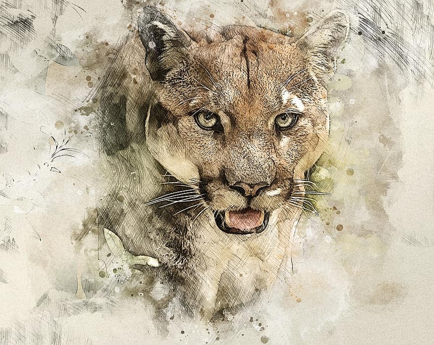 Puma, zvíře, foto umění, tvář, puma, volně žijících živočichů, Kočkovitý, dravec, divoký, nebezpečný, portrét