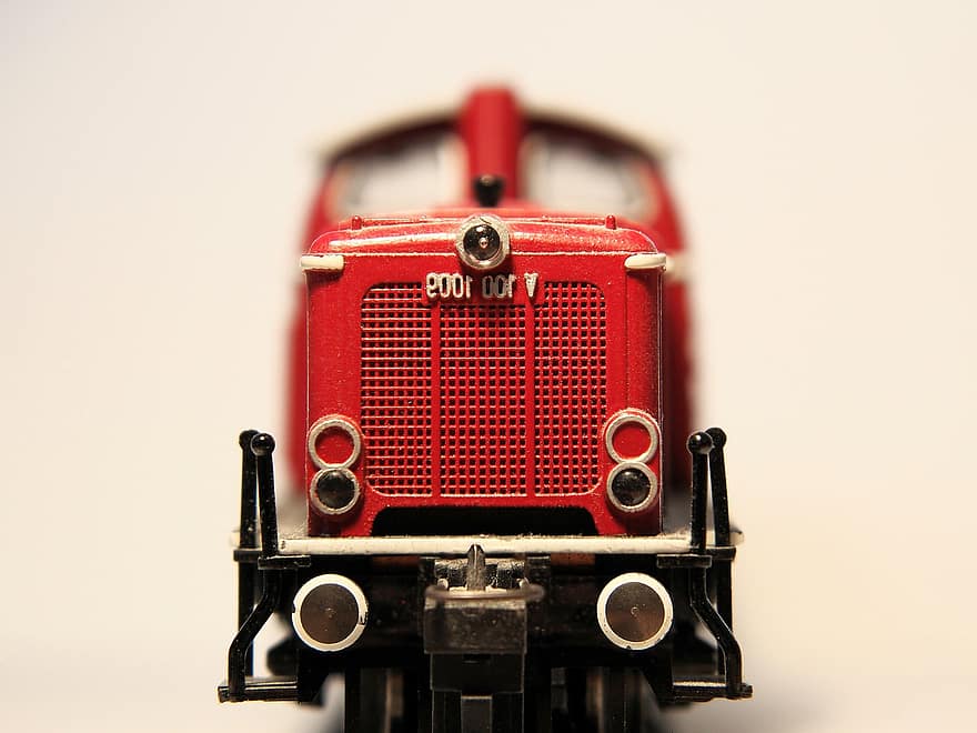 鉄道模型、おもちゃ、ディーゼル機関車、マクロ、機関車、閉じる、車、交通手段、陸上車両、古風な、古い