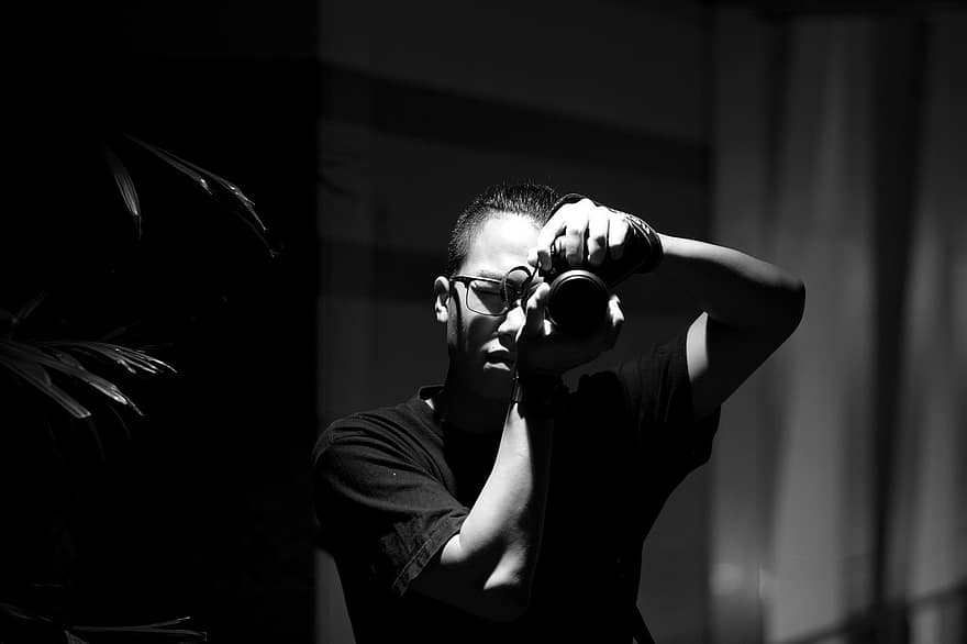 человек, фотограф, черное и белое, фотография, камера, профессия, портрет, en Trắng, Япония