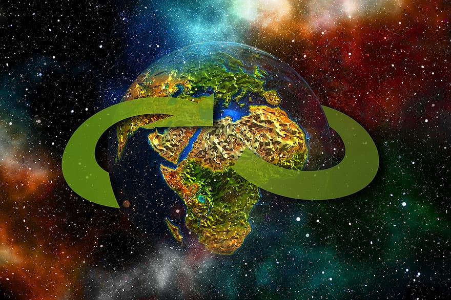 глобус, землі, Всесвіт, економіка, концепція, стрілка, циклу, нескінченність, петля, бізнес, змінити