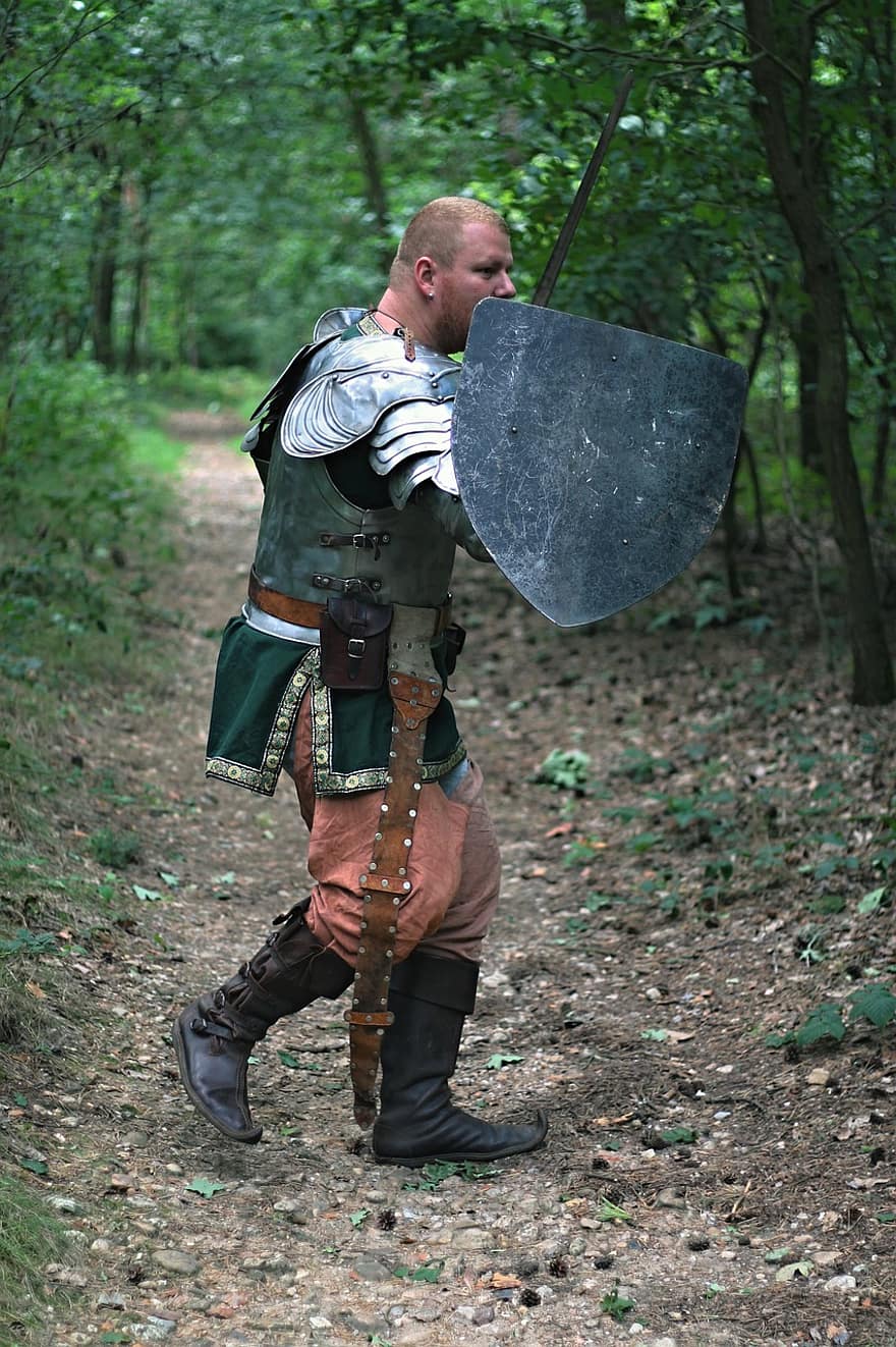 Knight, Sword, Shield, Middle Ages, Fist Shield, Armor, Weapon, Courage, Warrior, Soldier, Bold