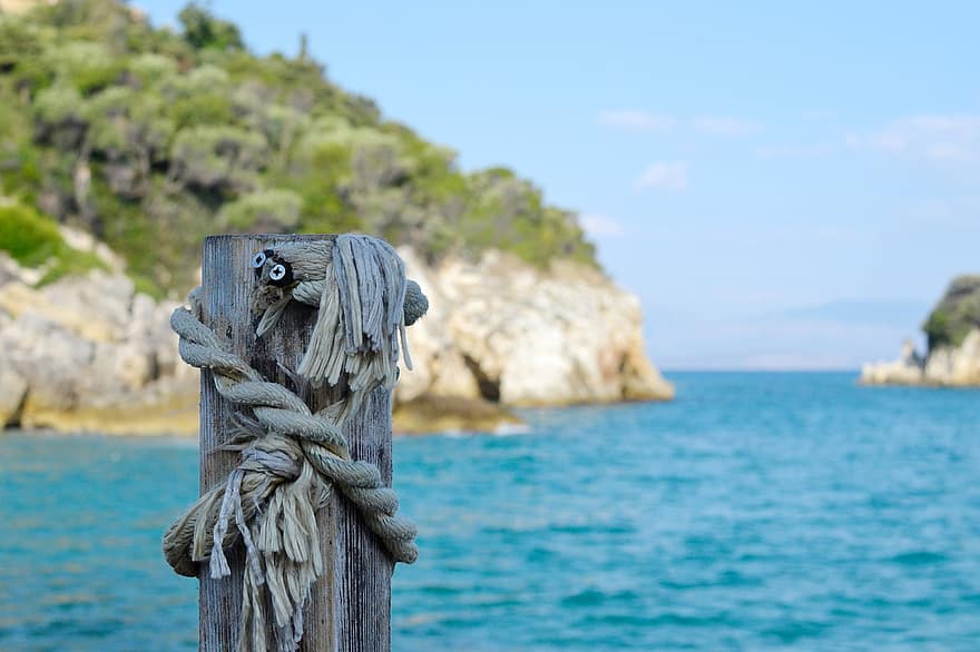słupek, morze, Korfu, Grecja, wakacje