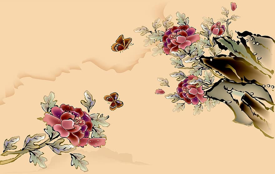 blomst, traditionelle kinesiske maleri