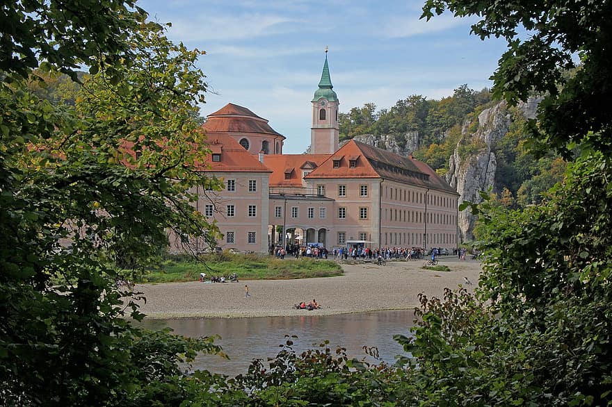 weltenburg abbey, kloster, bavaria, danube, kyrka, bakgrund, känt ställe, arkitektur, sommar, religion, resa