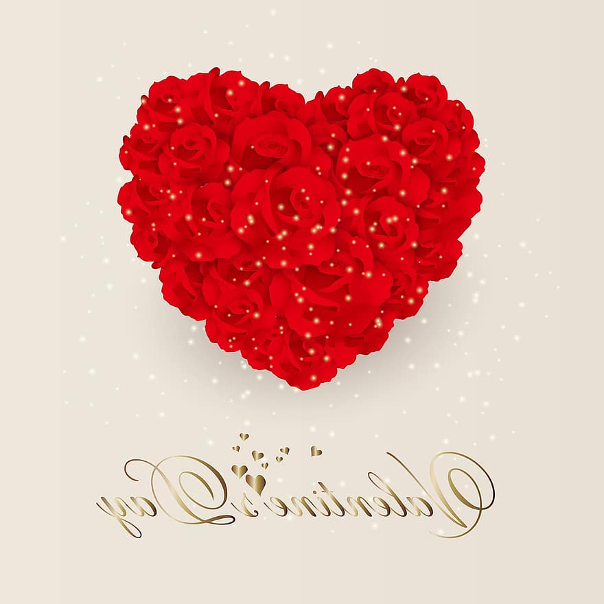 kärlek, hjärta, blommor, röd, valentines, ro, romantisk