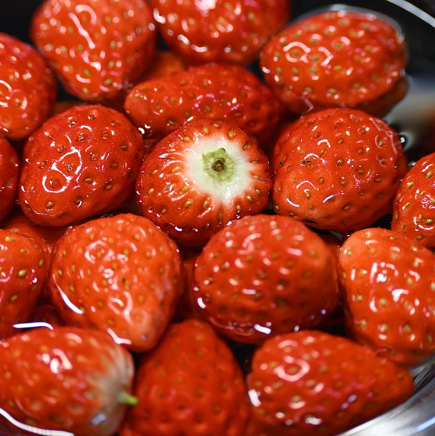 딸기, 과일, 식품, 신선한, 건강한, 익은, 본질적인, 단, 닫다, 선도, 건강한 식생활