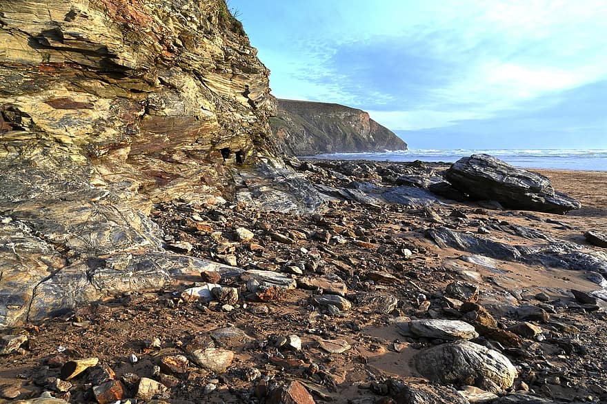 Strand, Cliff, Natur, Cornwall