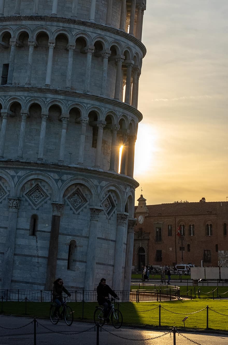 Pisa, Architecture, Sunset, Bicycle, Travel, Tourism, famous place, history, tourist, religion, travel destinations