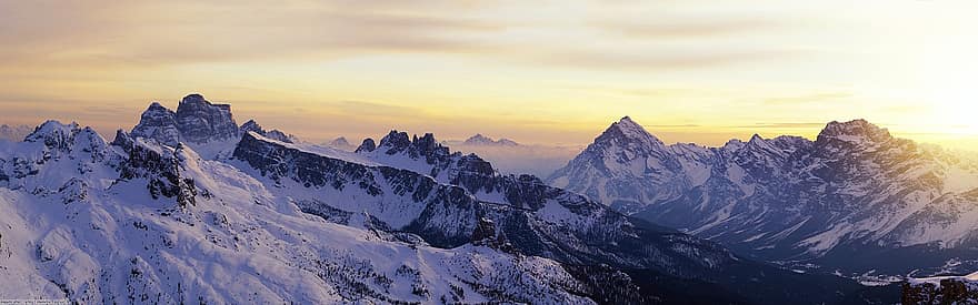 panorama, bergen, sneeuw, met sneeuw bedekte bergen, Alpen, alpine, bergketen, bergachtig, snowscape, rijp, berglandschap