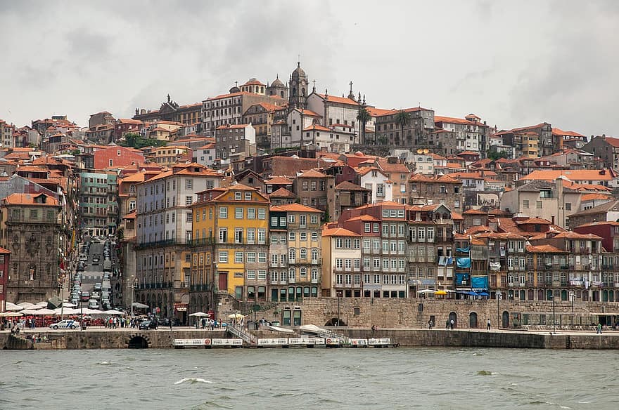 porto, város, folyó, kikötő, épületek, ősi város, történelmi, városi, idegenforgalom, folyó douro