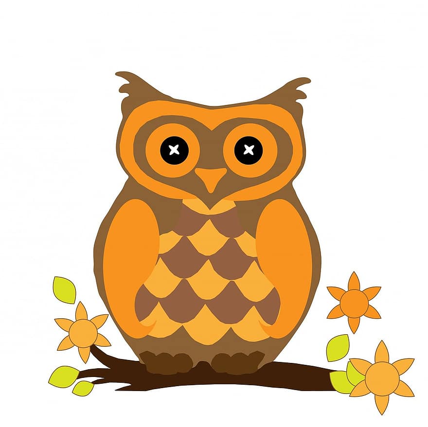 Owl, Bird, Halloween, Orange, Cute, Art