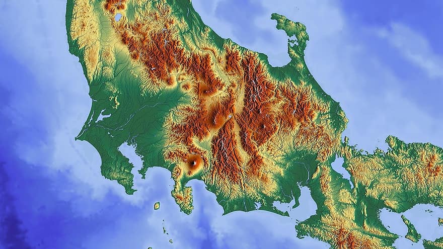 Japan, Tokyo, Fuji, Map, Relief Map, Mountain, Volcanoes, Island, Section, Kartenausschnitt, Elevation Profile