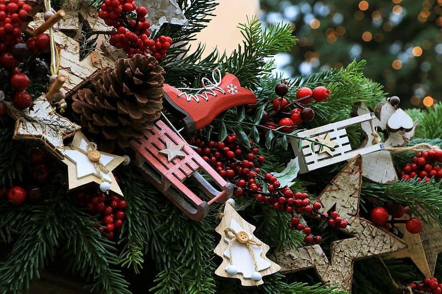 Kalėdos, Naujieji metai, šventė, apdaila, dekoro, medis, sezoną, mediena, žiemą, dovanos, filialas