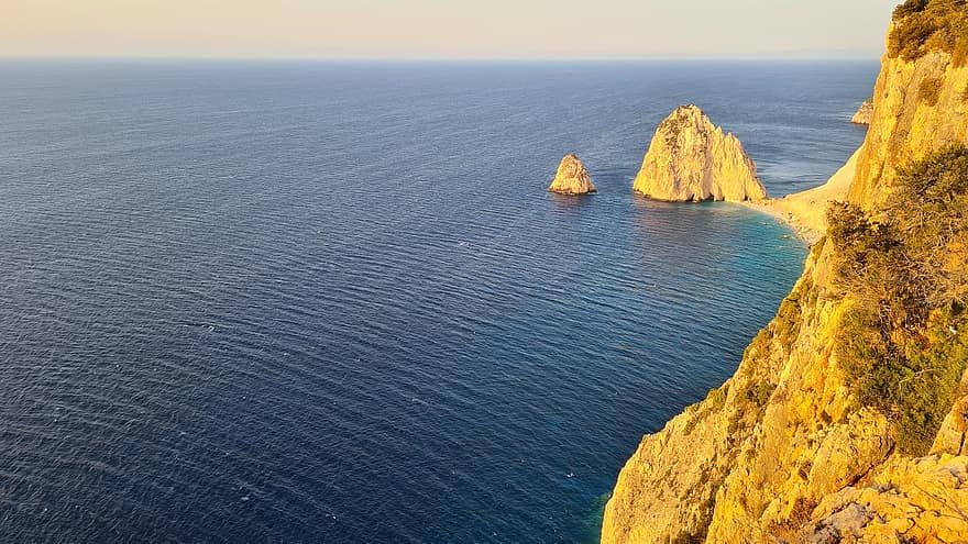 roques, mar, oceà, Costa, Riba, posta de sol, penya-segat, línia de costa, aigua, rock, paisatge