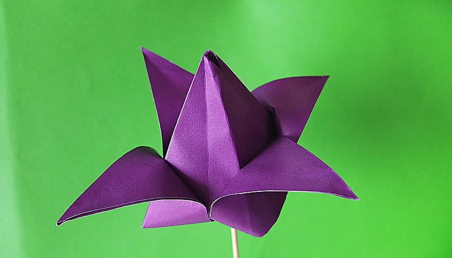 Japonsko, papír, origami, tulipán, papírové květiny, ruční, detail, pozadí, vícebarevné, zelená barva, list