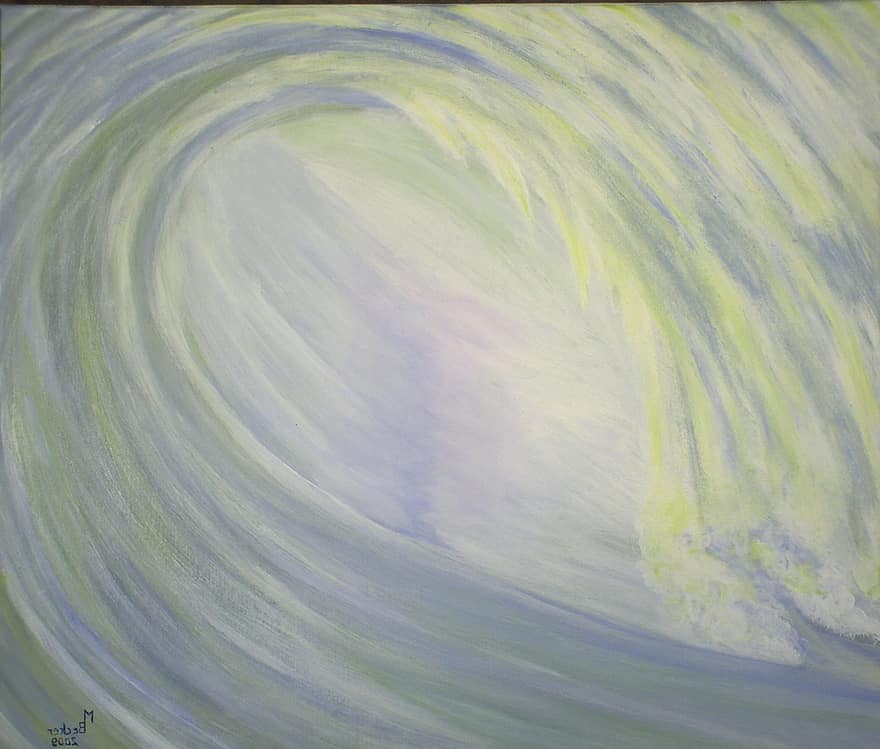 Aalto, vesi, tsunami, meri, maalaus, kuva, taide, maali-, väri-, taiteellisesti, kuvan maalaus